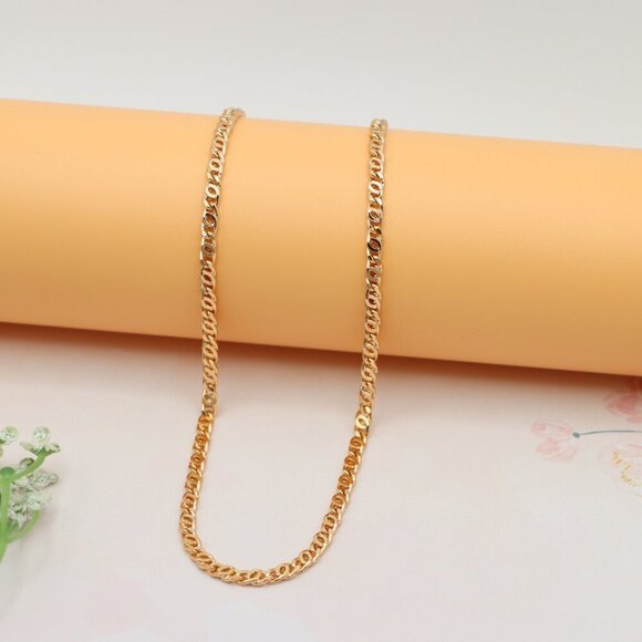 Elegant Rose Gold Necklace with Polished Oval Chain Design, XPNL0194 - Picture 9 of 12